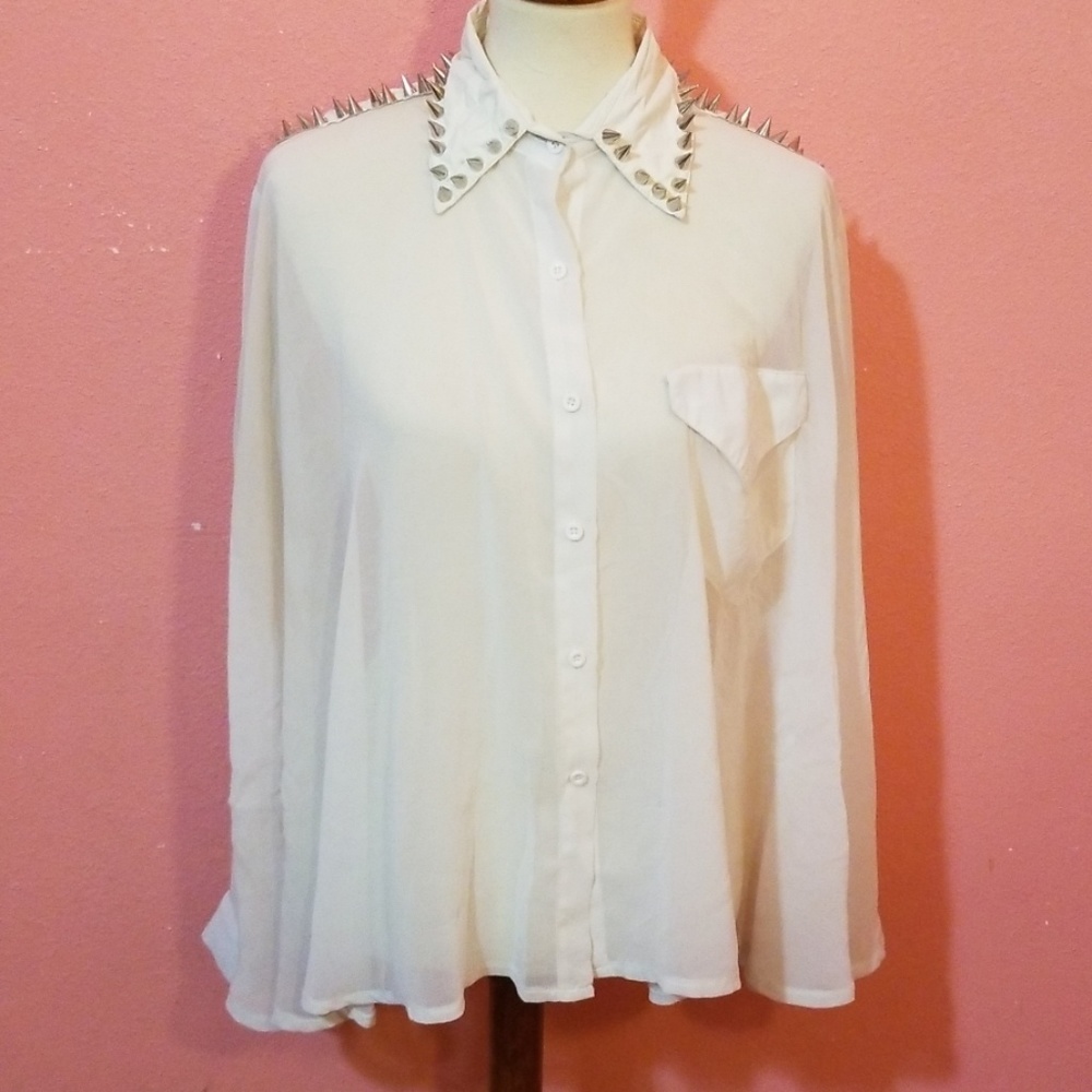 UNIF White Caution Sheer Spike Rare Top M